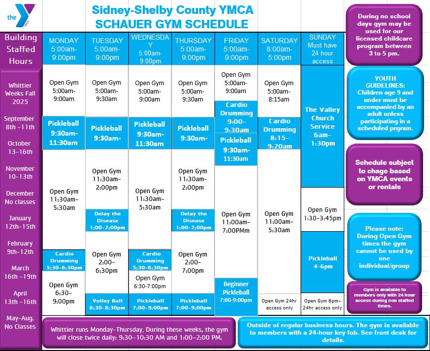Schauer Gym Schedule